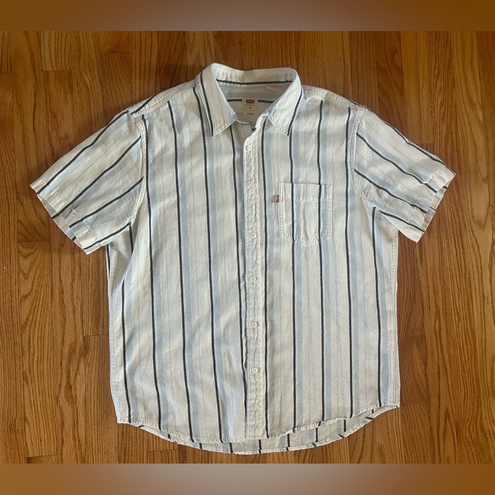 Levi's Casual White and Blue Striped Shirt